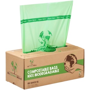 Biozakken 6 liter 150 stuks biologisch afbreekbare afvalzakken - 35 x 36 cm - 100% composteerbare vuilniszakken - Incl. dispenser - gft afvalzakken