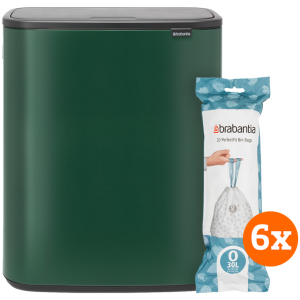 Brabantia Bo Touch Bin 2 x 30 Liter Pine Green + Vuilniszakken (120 stuks)