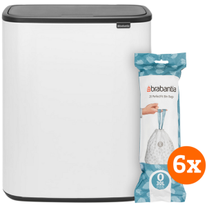 Brabantia Bo Touch Bin 2 x 30 Liter White + Vuilniszakken (120 stuks)