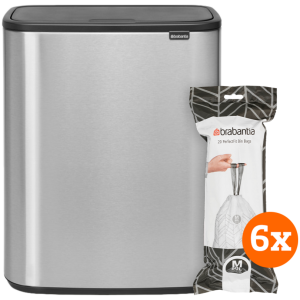 Brabantia Bo Touch Bin 60 Liter Rvs Fingerprint Proof + Vuilniszakken (120 stuks)