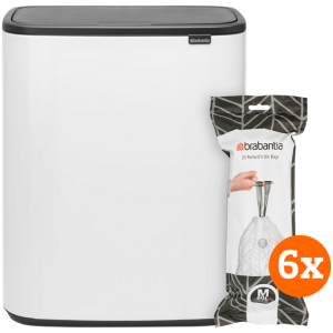 Brabantia Bo Touch Bin 60 Liter White + Vuilniszakken (120 stuks)