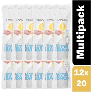 Brabantia Perfect Fit Afvalzakken - 3 l - Code A - set van 12 rollen x 20 stuks