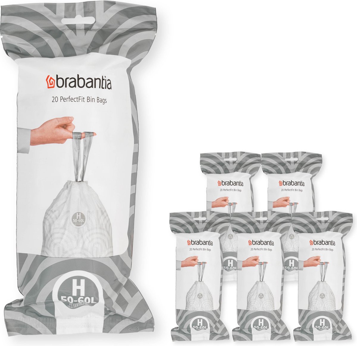 Brabantia PerfectFit Vuilniszakken - 50/60 l - Code H - 6 rollen x 20 stuks