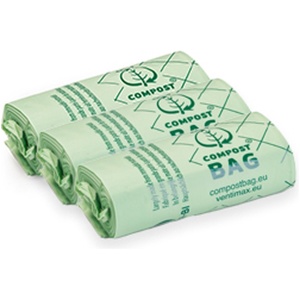 Composteerbare afvalzakjes - 10L - 3 rollen - 20 zakken per rol - Biologisch afbreekbaar - Europees gecertificeerd - Biobased materiaal