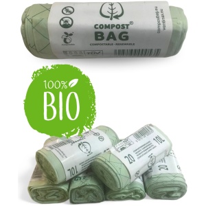Composteerbare afvalzakjes - 10L - Biologisch afbreekbaar - Europees gecertificeerd / Bio Afvalzak / Compostzak / Afvalzak / Vuilniszak