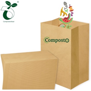 Composto GFT afvalzakken 10L x 40 stuks | 100% Composteerbare afvalzakjes | Biozakken 10 liter | GFT papieren zakken