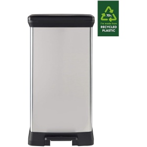 Curver vuilnisemmer voor keuken, pedaal, 50 l, afvalemmer van kunststof, metaal, klapdeksel, 187152 x 73,7 x 40,7 x 29,5 cm