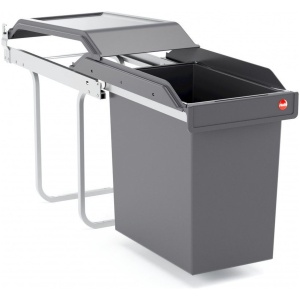 HAILO AE365024 Single BOX - Inbouw Afvalbak 24 Liter - Uittrekbaar - Donker Grijs