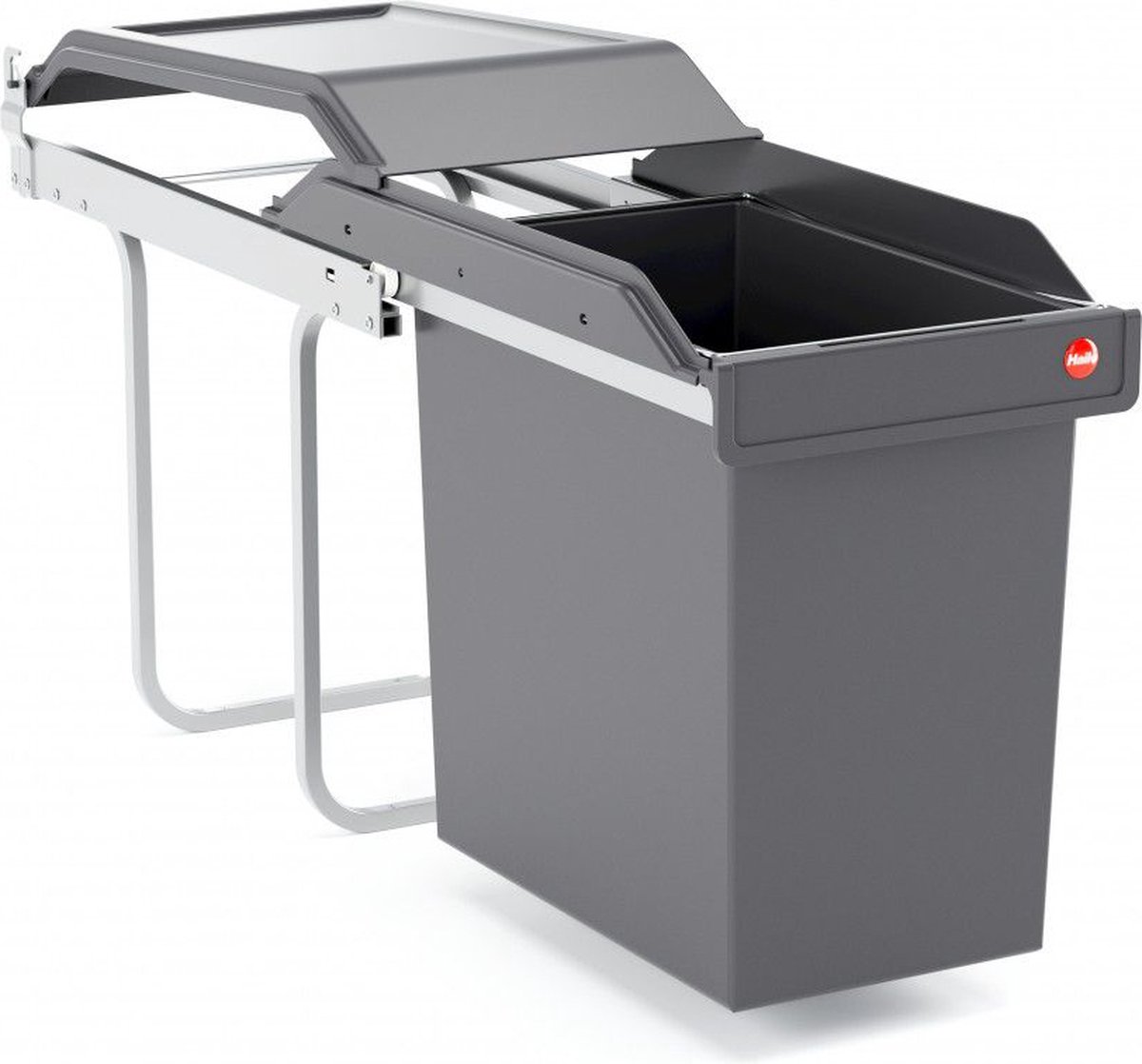 HAILO AE365024 Single BOX - Inbouw Afvalbak 24 Liter - Uittrekbaar - Donker Grijs