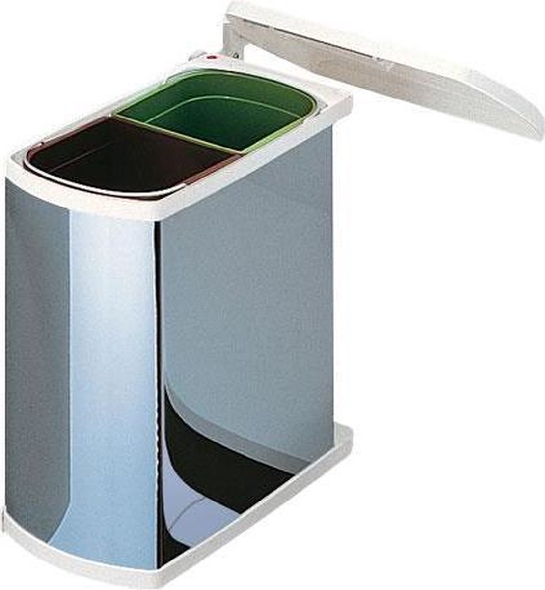 Hailo Duo Automatic Inbouw Prullenbak - 16 l - RVS - Wit