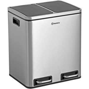 Homra BLINQ Duo Prullenbak - Afvalemmer Afvalscheiding 2 vakken - 30L - RVS