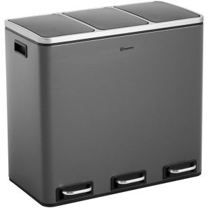 Homra SPARQ afvalscheiding prullenbak - 3 vakken - 54L - Grijs
