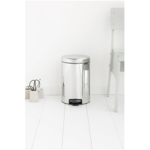 NewIcon Prullenbak 12L - Metalen Binnenemmer - Brilliant Steel