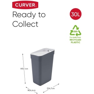 Ready to Collect Prullenbak 30L - Ruime Afvalbak met Deksel, grijs
