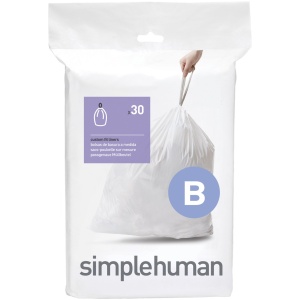 Simplehuman Code B Afvalzakken - 6 liter - 30 stuks - met Trekband - Wit