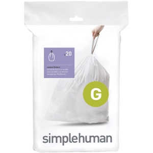Simplehuman Code G Afvalzakken - 30 liter - 20 stuks - met Trekband - Wit