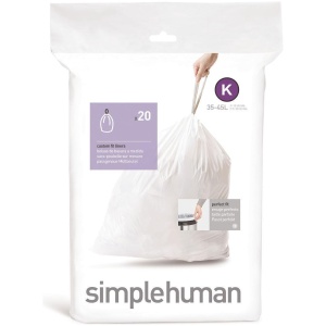 Simplehuman Code K Afvalzakken - 38 liter - 20 stuks - met Trekband - Wit