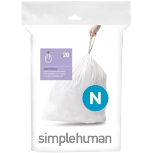 Simplehuman Code N Afvalzakken - 45 liter - 20 stuks - met Trekband - Wit