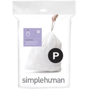 Simplehuman Code P Afvalzakken - 60 liter - 20 stuks - met Trekband - Wit