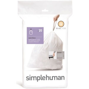 Simplehuman Code Q Afvalzakken - 50 liter - 20 stuks - met Trekband - Wit