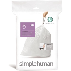 Simplehuman Code U Afvalzakken - 55 liter - 20 stuks - met Trekband - Wit
