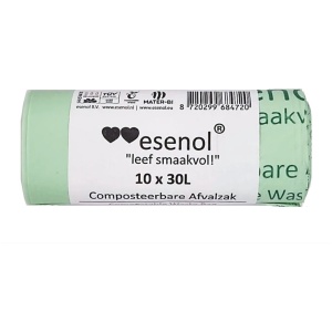 esenol Composteerbare Afvalzakken 30 liter 10 stuks - compostzakken - biozakken - biologisch afbreekbare afvalzakken - 100% composteerbare vuilniszakken - gft afvalzakken - kiemplant logo