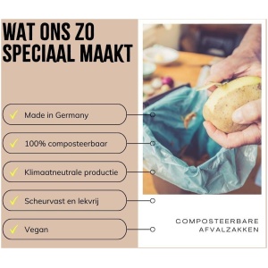 200 composteerbare afvalzakken - biologisch afbreekbaar - Made in Germany - klimaatneutraal - 6L