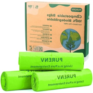 Composteerbare Vuilniszak 6L - 150 Tellingen - 100% Biologisch afbreekbare Bin Liners - Sterke Maïszetelzakken - EN13432-Certificatie