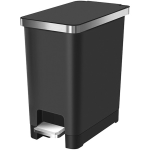 EKO - Hana Slim 1 Pedaalemmer 10 liter - Plastic RVS - Zwart - Softclose