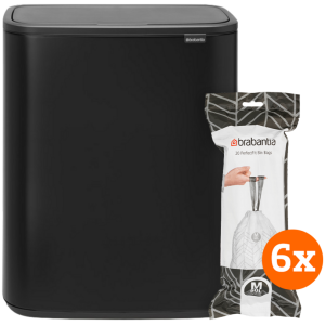 Brabantia Bo Touch Bin 60 Liter Matt Black + Vuilniszakken (120 stuks)