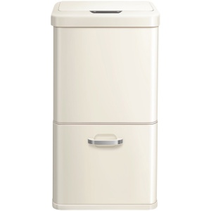 EKO - Vintage Sensor Bin 32+18 liter - Vanille - Cream - Kunststof - RVS - Soft close