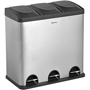 Homra Maxer afvalscheiding Prullenbak - 3 vakken - 60L - RVS