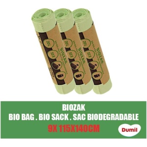 Dumil Biozak 240 Liter 115X140CM - 9 Stuks Voordeelverpakking - Gft afvalzakken - Composteerbare vuilniszakken - Biologisch afbreekbare afvalzakken