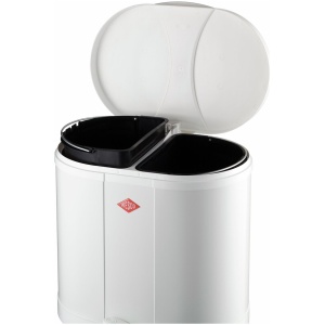 Pedaalemmer - 2 Vakken - Eco verzamelaar 170 - Wesco - afvalvolume 30 (2 x 15) liter - Wit