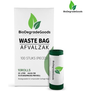 Biologisch Afbreekbare Afvalzakken 20L - Composteerbare Sterke Lekvrije Biozakken - 100 Stuks - GFT en Keukenafval