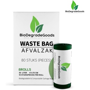 Biologisch Afbreekbare Afvalzakken 30L - Composteerbare Sterke Lekvrije Biozakken - 80 Stuks - GFT en Keukenafval