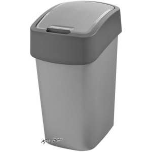 Mrs. Jones Afvalemmer "FLIP BIN" 10L zilverkleurig donkergrijs 189 x 235 x 35 cm .