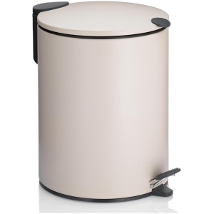 5 liter beige mat Silent-Close pedaalemmer met draaggreep voor badkamer - MATS afvalemmer met binnenemmer