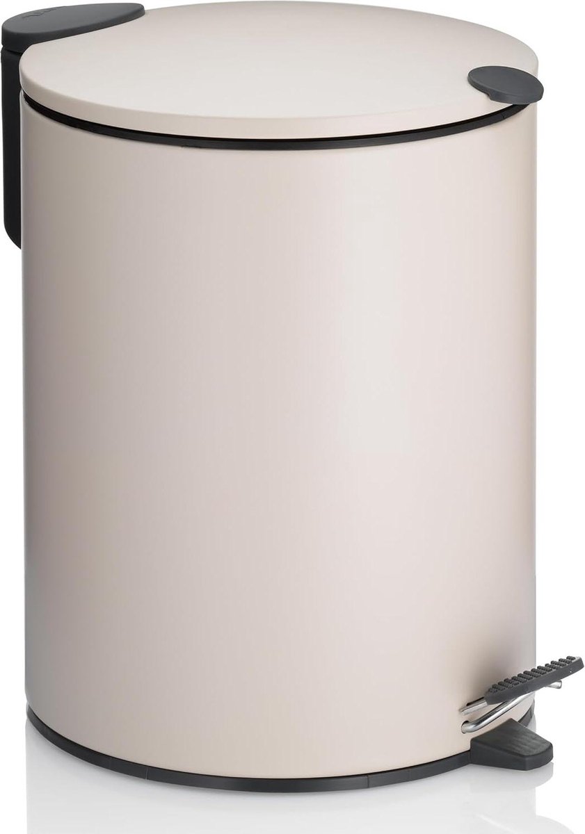 5 liter beige mat Silent-Close pedaalemmer met draaggreep voor badkamer - MATS afvalemmer met binnenemmer
