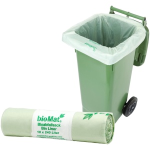 BioMat BioMat - Composteerbare containerzakken 10 x 240 liter - Maïszetmeel afvalzakken - 240 liter zakken - EN 13432 gecertificeerd