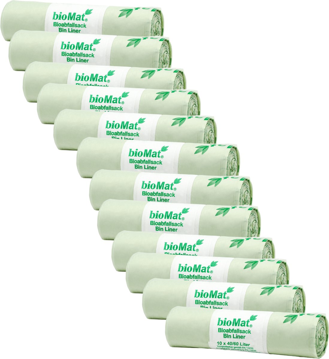 BioMat Composteerbare Vuilniszakken - 40/60 liter - 12 Rollen - Composteerbaar - Sterk - Betrouwbaar - Grote Capaciteit
