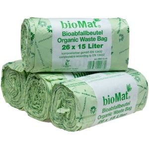 BioMat EcoRoll - Composteerbare Vuilniszakken - 26 x 15 liter - Handvaten - 104 zakken - Milieuvriendelijk - Sterk - Langdurig
