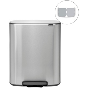 Brabantia Bo Prullenbak - 2 x 30 liter - Afvalscheiding - Matt Steel Fingerprint Proof
