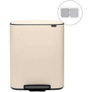 Brabantia Bo Prullenbak - 2 x 30 liter - Afvalscheiding - Soft Beige
