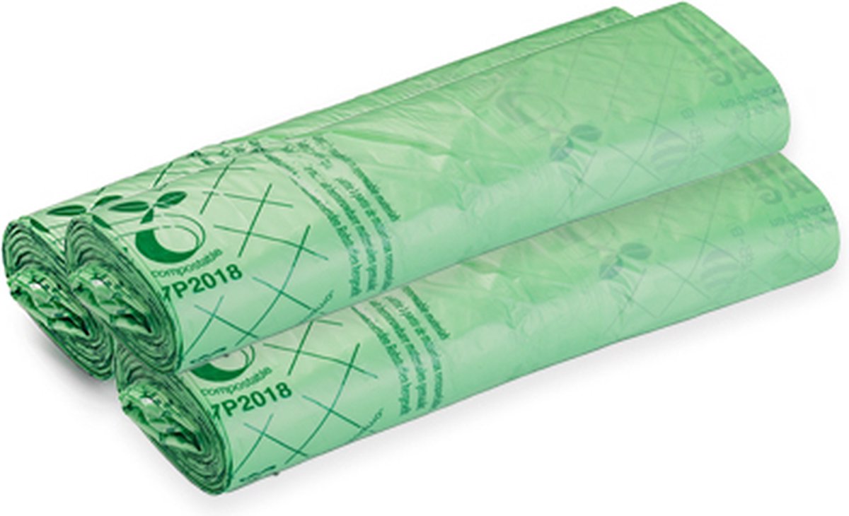 Composteerbare containerzakken - 120/150L - 3 rollen - 8 zakken per rol - Biologisch afbreekbaar - Europees gecertificeerd - Biobased materiaal