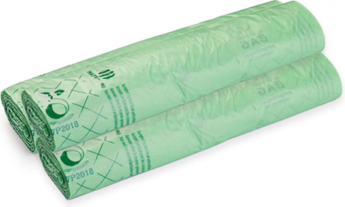 Composteerbare containerzakken - 240L - 3 rollen - 6 zakken per rol - Biologisch afbreekbaar - Europees gecertificeerd - Biobased materiaal