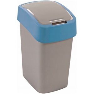 Cuver - Prullenbak / Afvalbak met deksel - Grijs met blauw frame - 25L, Flip Bin