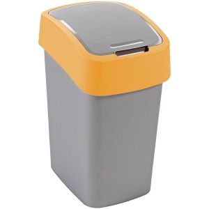 Cuver - Prullenbak / Afvalbak met deksel - Grijs met oranje frame - 25L, Flip Bin