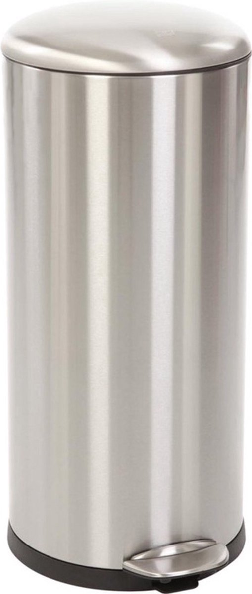 EKO Belle Deluxe pedaalemmer 30 Liter - Prullenbak met uitneembare afvalemmer - Fingerprint-proof - Soft-close - H66xL38xB33 cm - Mat Zilver