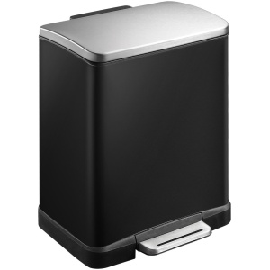 EKO - E-Cube pedaalemmer 12 liter - Stainless steel Plastic - zwart glanzend, mat RVS - Prullenbak